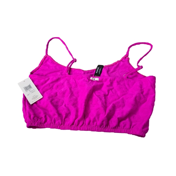 HURLEY Floral Terry Pop Cover-up Top In Electric Pink XL NWT - Picture 2 of 4